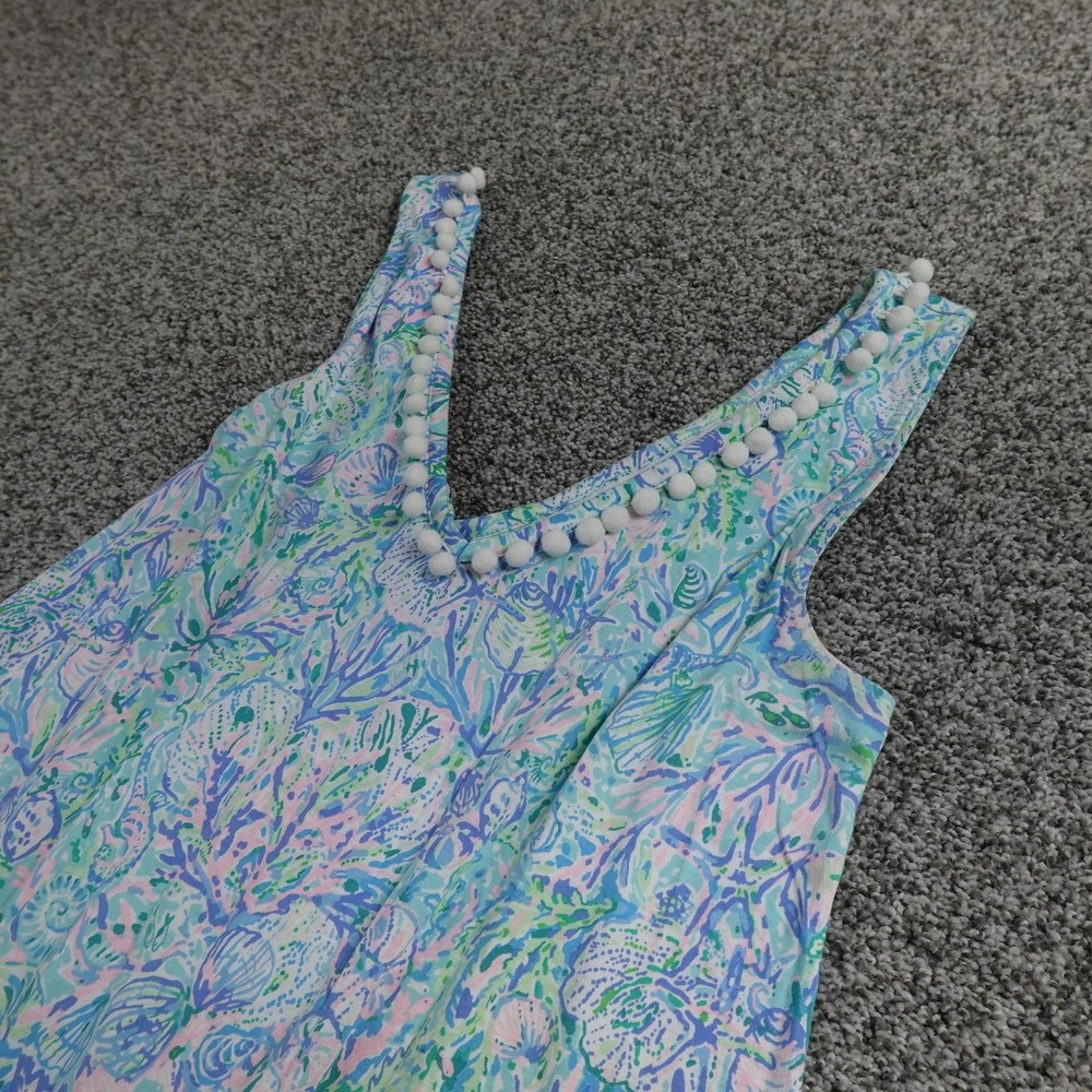 Lilly Pulitzer Dress Womens S Blue Pink Beach Summer Print Ruffle Sundress Boho